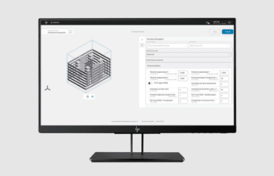 Monitor che mostra la dashboard di HP 3D Process Development